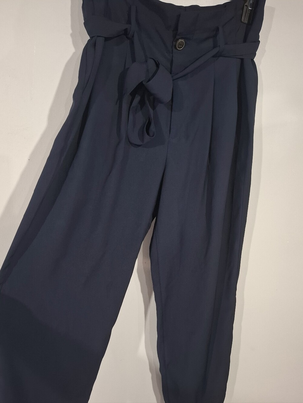 Madewell Drapey Paperbag High Waist Navy Blue Tapered Pants Sz 6 Preppy Office - Picture 3 of 14